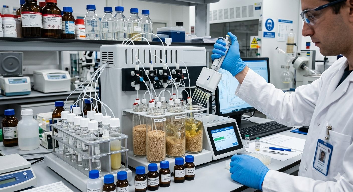 Solid Phase Peptide Synthesis: Process Steps and Applications